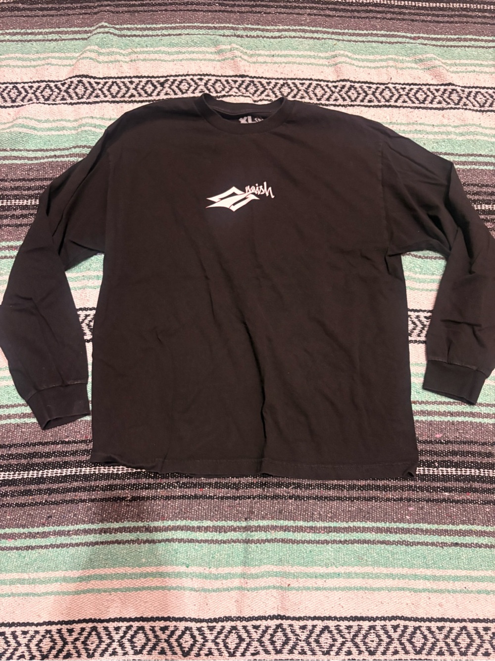 Nais Black Long Sleeve Tee with White Chest Logo